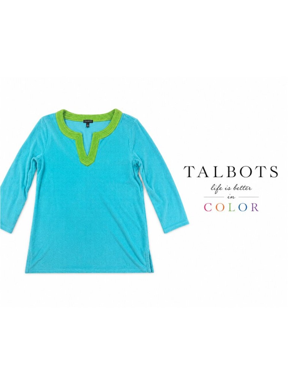 Talbots Terry Cloth Tunic Top ~ Small